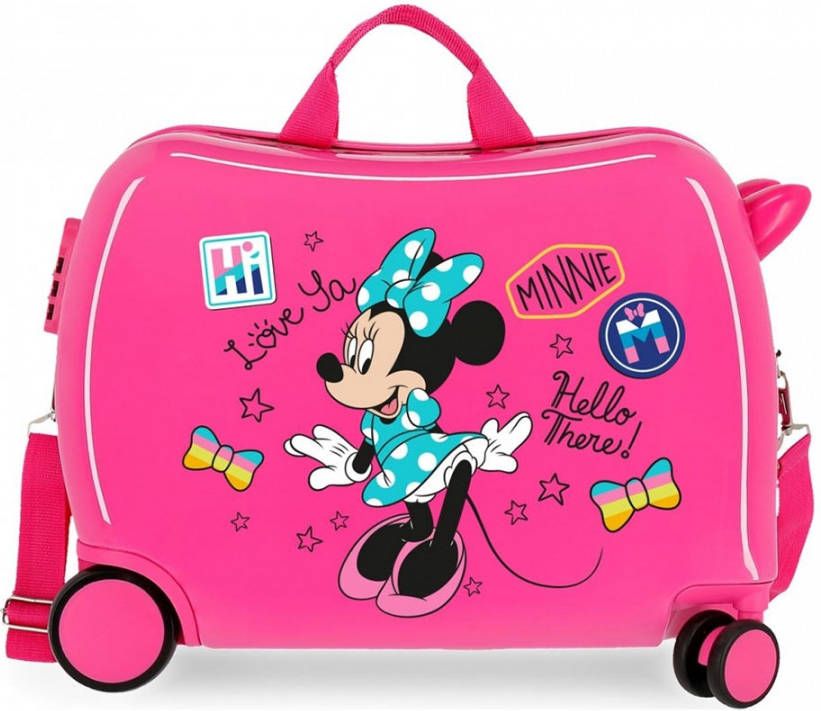Disney Rolling Suitcase 4 Wheels Enjoy Minnie Mouse Hi Love Roze
