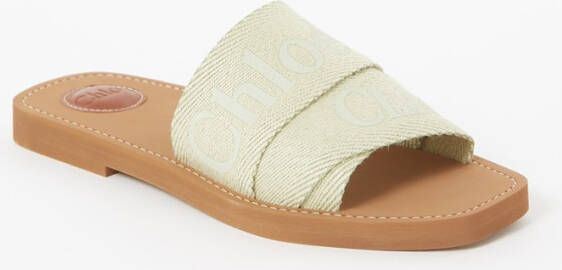 Chloe Chlo&#xE9, Woody slipper van linnen met logo
