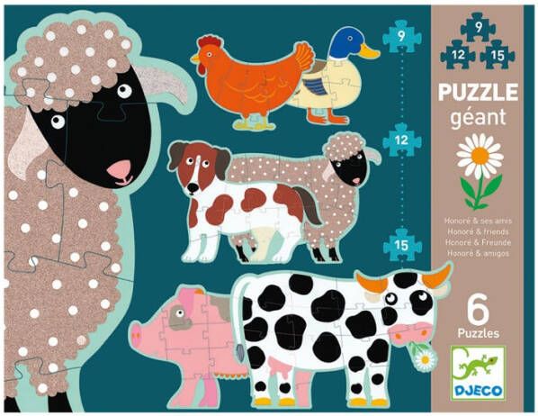 Djeco Honoré, boerderijdieren legpuzzel set van 6