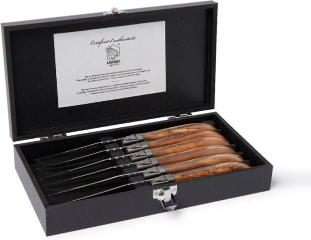 Laguiole Style De Vie Luxury Line Steakmessen 6 Stuks Olijfhout