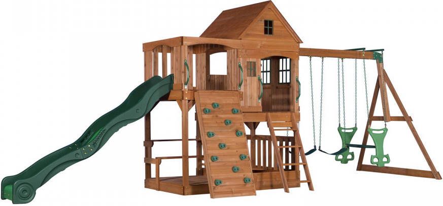 Backyard Discovery Hill Crest Speeltoestel/Speeltoren Compleet Inc. Schommels/Glijbaan/Zandbak/Klimwand