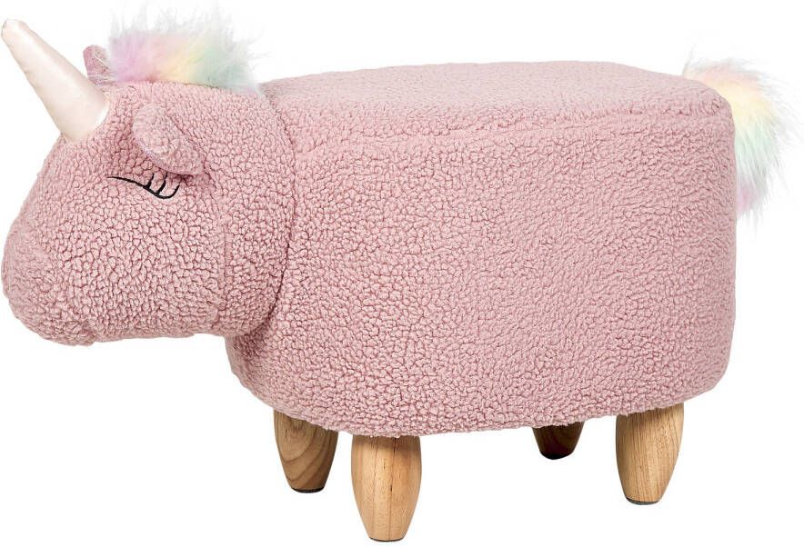 Beliani Unicorn Dierenhocker roze polyester, Katoen