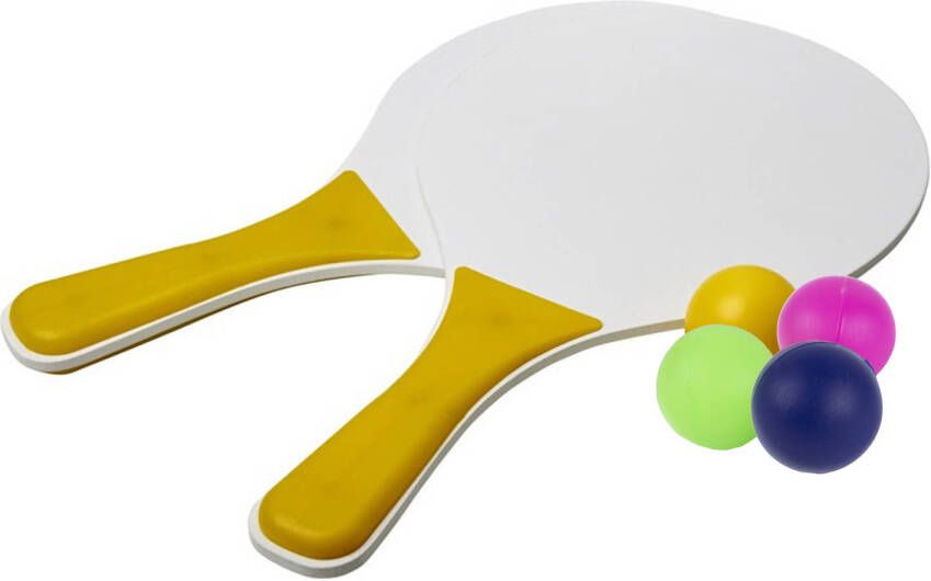 Bullet Geel/witte Beachball Set Buitenspeelgoed Met Extra Balletjes Beachballsets