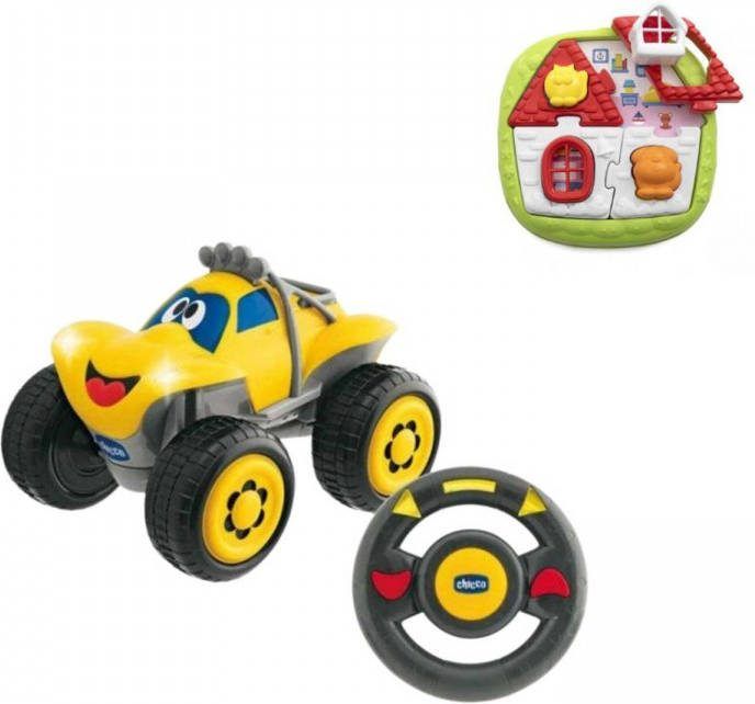 Chicco Bundel Billy Bigwheels Bestuurbare Speelgoedauto Geel & Puzzel 2 in 1 Huispuzzel