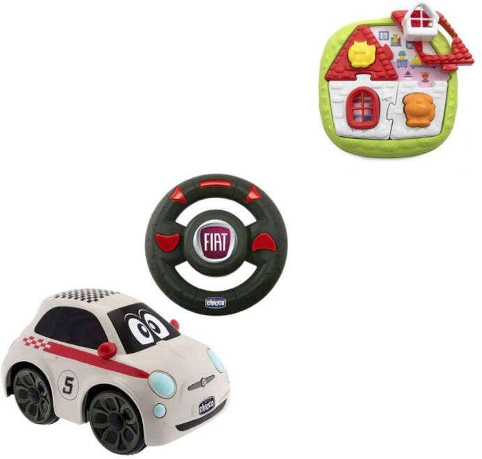 Chicco Bundel Fiat 500 Bestuurbare Speelgoedauto & Puzzel 2 in 1 Huispuzzel
