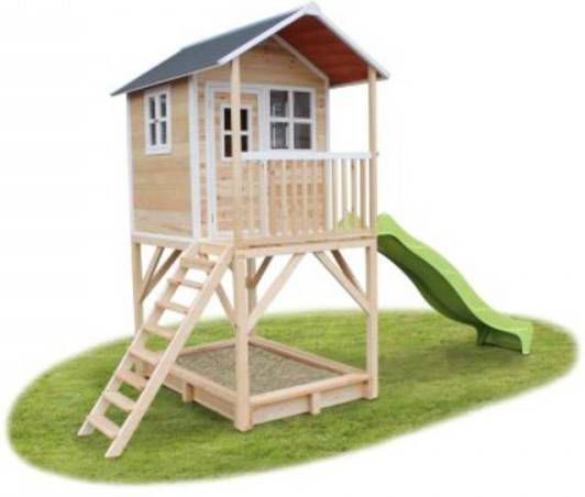EXIT Toys Exit Loft 700 Speelhuisje Met Glijbaan + Zandbak Naturel