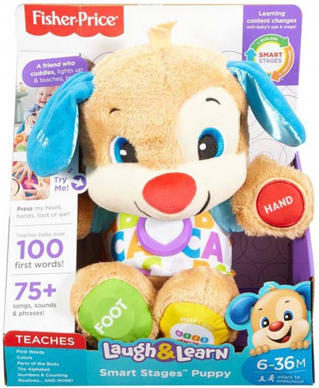 Fisher-Price Leerplezier eerste woorden puppy interactieve knuffel