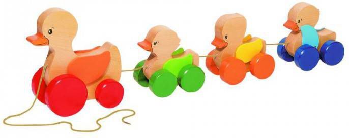 Goki Trekdier Eend Met 3 Eendenkuikens