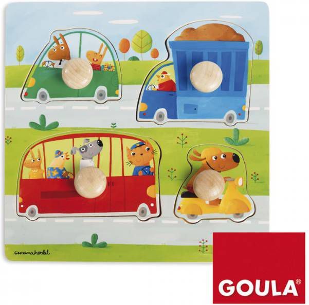 Goula Noppenpuzzel Voertuigen 4 Stukjes