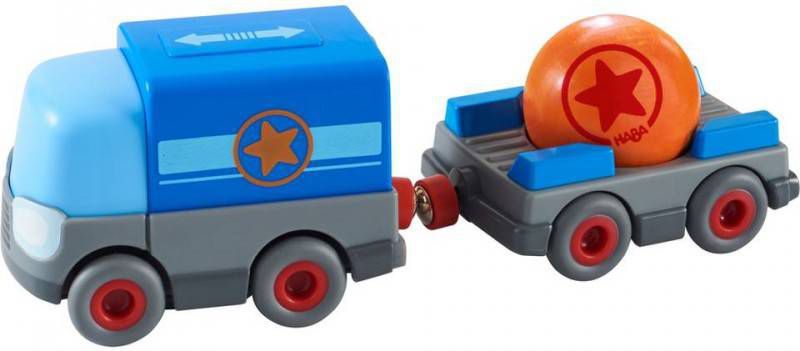 Haba Kullerbü Knikkerbaan Vrachtwagen Met Aanhangwagen Blauw