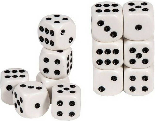 Longfield Games Speelgoed Spellen Dobbelstenen Wit 12x Stuks Dobbelspellen