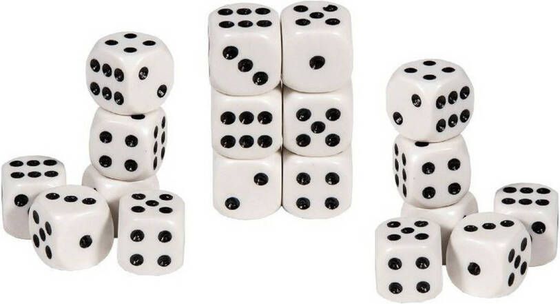 Longfield Games Speelgoed Spellen Dobbelstenen Wit 18x Stuks Dobbelspellen