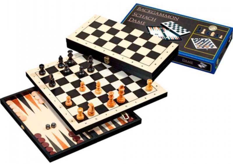 Philos Schaak, dam en backgammon set bordspel