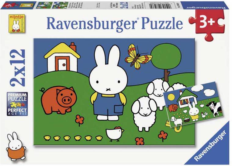 Ravensburger Puzzel Nijntje Bij De Dieren 2 X 12 Stukjes