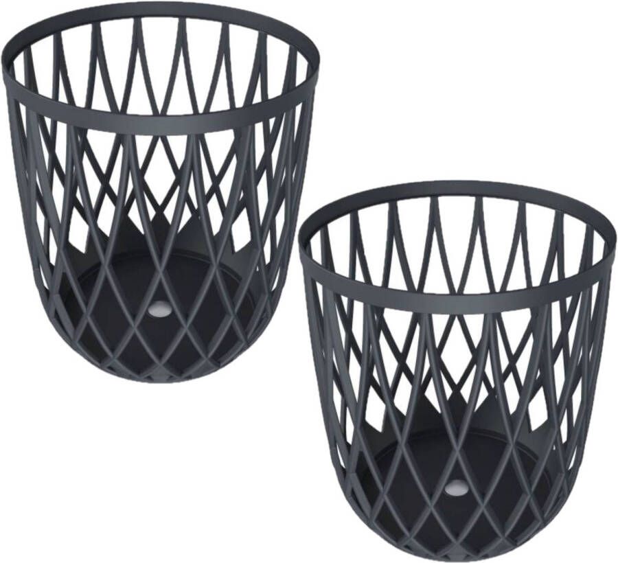 Shoppartners 2x Stuks Kunststof Opbergmanden Antraciet 39 Cm Opbergmanden