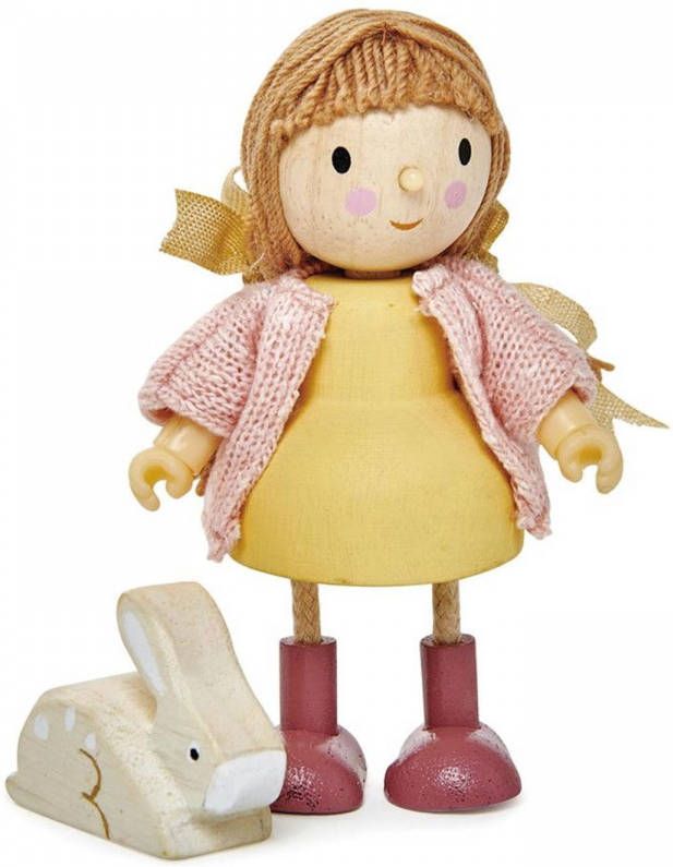 Merkloos Tender Leaf Toys Poppenhuispop Meisje Met Konijn 9x4, 3x10 Cm online kopen