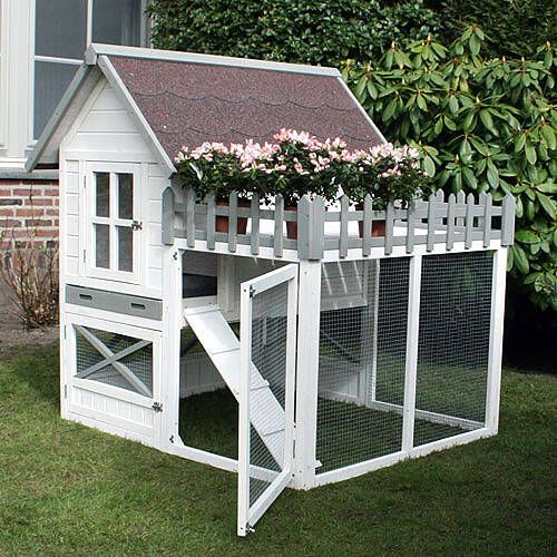 Homestyle Konijnenhok Estate Dierenverblijf 130x120x132 cm Wit Grijs