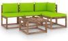 VIDAXL 5 delige Loungeset pallet met kussens ge&#xEF, mpregneerd grenenhout online kopen