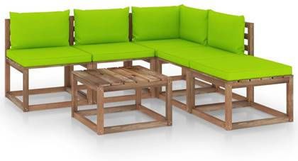 VIDAXL 6 delige Loungeset pallet met kussens ge&#xEF, mpregneerd grenenhout