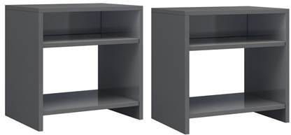 vidaXL Nachtkastjes 2 st 40x30x40 cm spaanplaat hoogglans grijs
