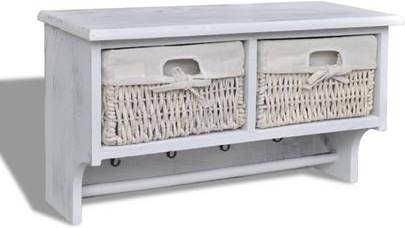 vidaXL Wandschap 60x23, 5x33 cm paulowniahout wit