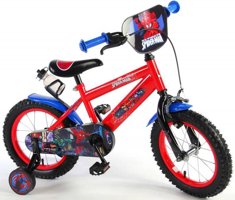 Disney Kinderfiets Jongensfiets 14 Inch 23,5 Cm Jongens Terugtraprem Rood/blauw