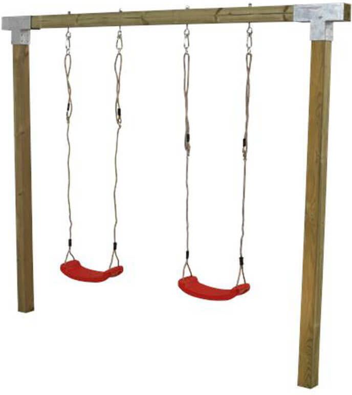 Plus Danmark Schommelframe vuren geimpregneerd | Cubic 2 schommelplanken rood
