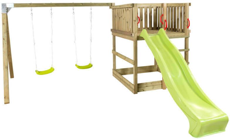 Plus Danmark Speeltoren vuren geimpregneerd | met zandbak glijbaan en schommelplanken lime