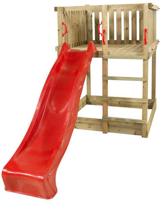 Plus Danmark Speeltoren vuren geimpregneerd | Met zandbak met glijbaan rood