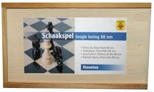 Engelhart Schaakstukken In Kistje Met 88mm Hoge Konig