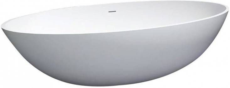 Douche Concurrent Ligbad Vrijstaand Solid Ovaal 85x180x50cm Solid Surface Mat Wit met Badwaste en Overloop