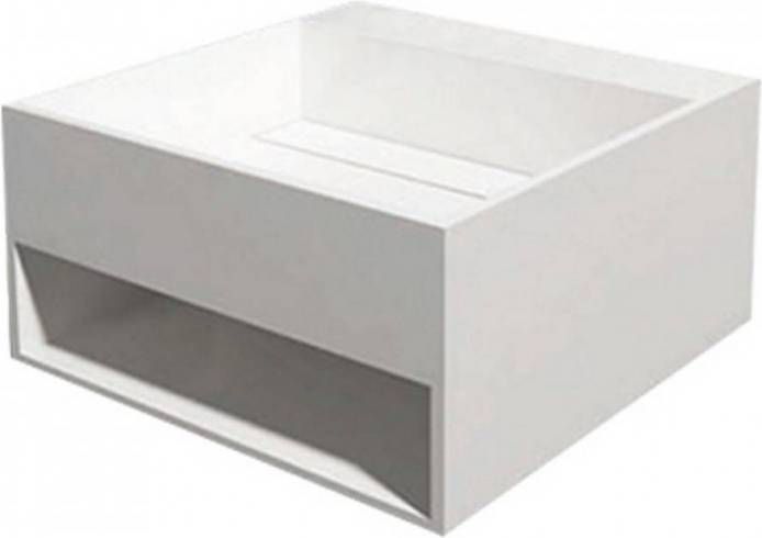Douche Concurrent Wastafel Hangend BUQ 30 Vierkant 32, 5x32, 5x25cm Solid Surface Glans Wit Zonder Kraangat