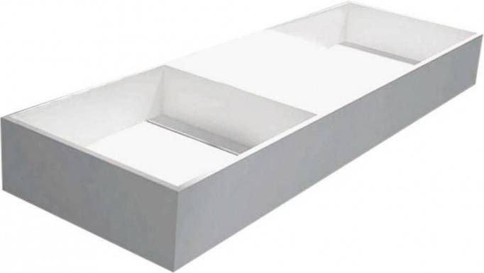 Douche Concurrent Wastafel Hangend Dubbel 120 Rechthoek 120x40x15cm Solid Surface Glans Wit Zonder Kraangat