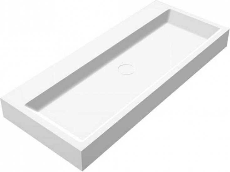 Douche Concurrent Wastafel Hangend Opera 100 Rechthoek 100x42x10cm Solid Surface Mat Wit
