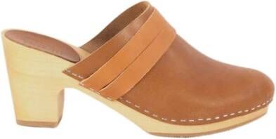 Sessun Manou lederen klompen , Oranje, Dames