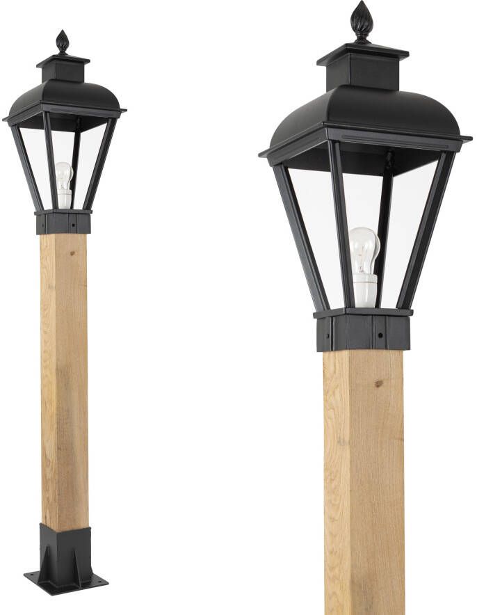 KS Verlichting Tuinlamp Vondel WOOD Sokkel buitenlamp zwart