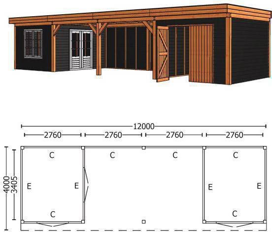 Trendhout | Buitenverblijf Refter XL | 12000 x 4000 x 2600 mm