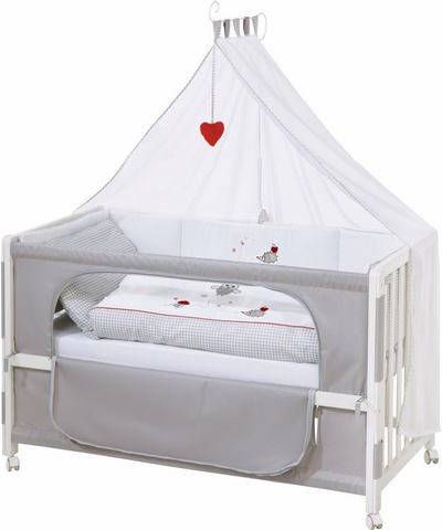 Roba ® Ledikantje Room bed decor Adam en uil te gebruiken als bijzetbed, kinderbed en juniorbed
