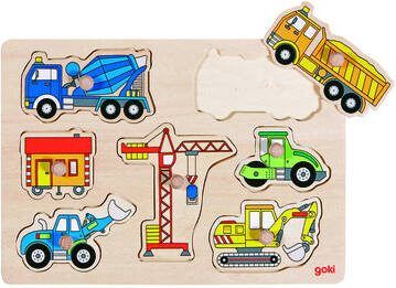 Goki Puzzel Bouwvoertuigen 7 delen