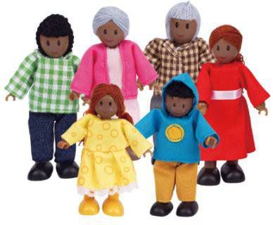 HAPE Poppenfamilie donkere huidskleur 6delig