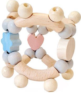 Hess Motor rammelaar hartjes, nature roze/blauw