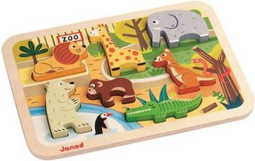 Janod ®, Chunky Houtfiguren Puzzel Dierentuin, 7 Onderdelen