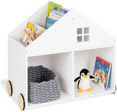 Pinolino Hus kinderboekenkast met wieltjes, wit