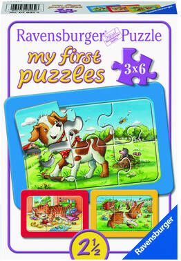 Ravensburger Mijn Dierenvriendjes My First Puzzels 3x6 Stukjes Kinderpuzzel
