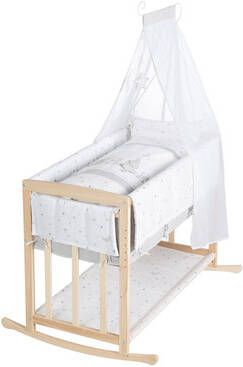 Roba ® Wieg 4 in 1, Magische sterren, naturel in een wieg, ouderlijk bed of bank om te bouwen