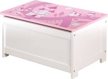 vidaXL Roba Speelgoedkist Crown 60x32x30 Cm Mdf Roze