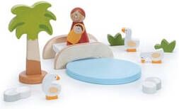 Sevi Kerststal accessoires Brug met vijver en figuren