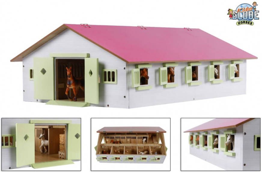 Kids Globe Paardenstal Met 9 Boxen Speelfigurenset 62 X 43 X 22 Schaal 1 32(610188 )