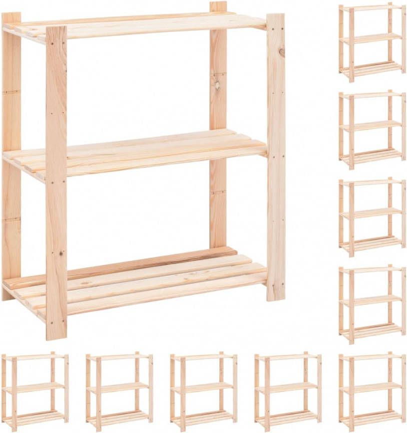 VIDAXL Opbergrekken 3 laags 10 st 80x38x90 cm grenenhout 150 kg