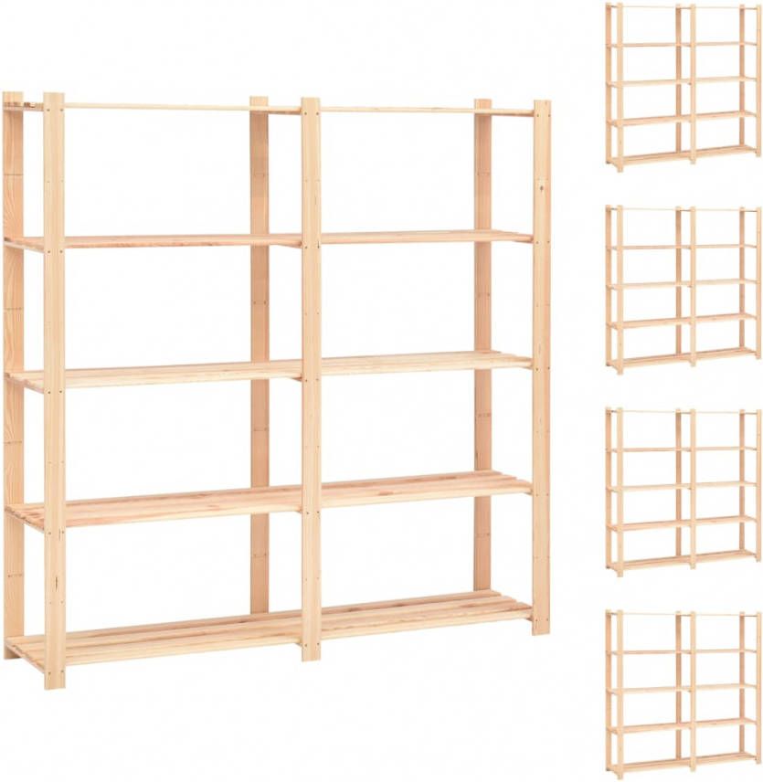 VIDAXL Opbergrekken 5 laags 5 st 170x38x170 cm grenenhout 500 kg